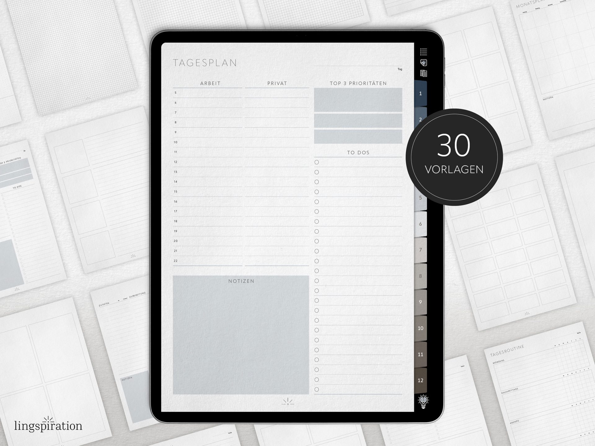 Digitales Notizbuch in Blue-Mocca – 12 Register