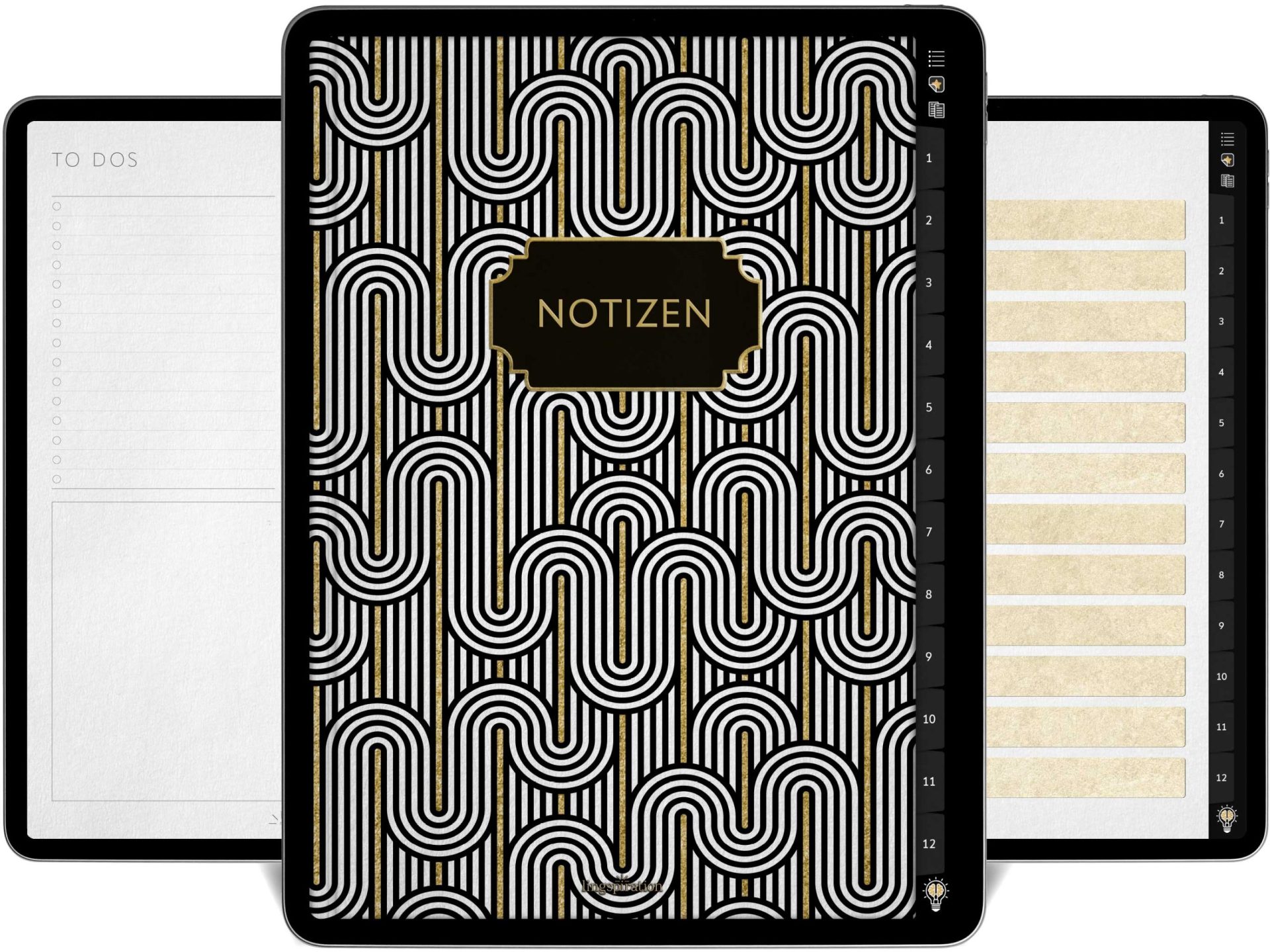 Digitales Notizbuch in b&w-Gold: Cover
