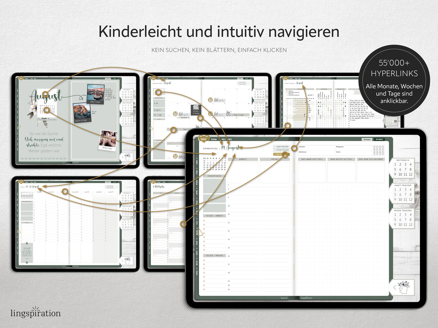 Digitaler Planer 2025 «Essentials» Green-Gold