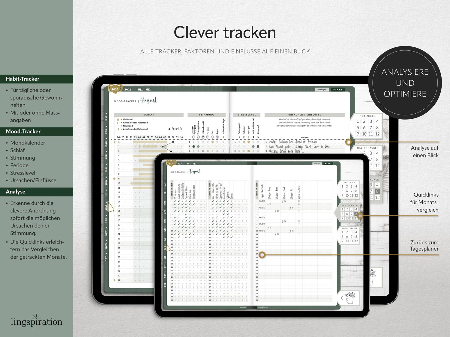 Digitaler Planer 2025 «Essentials» Green-Gold