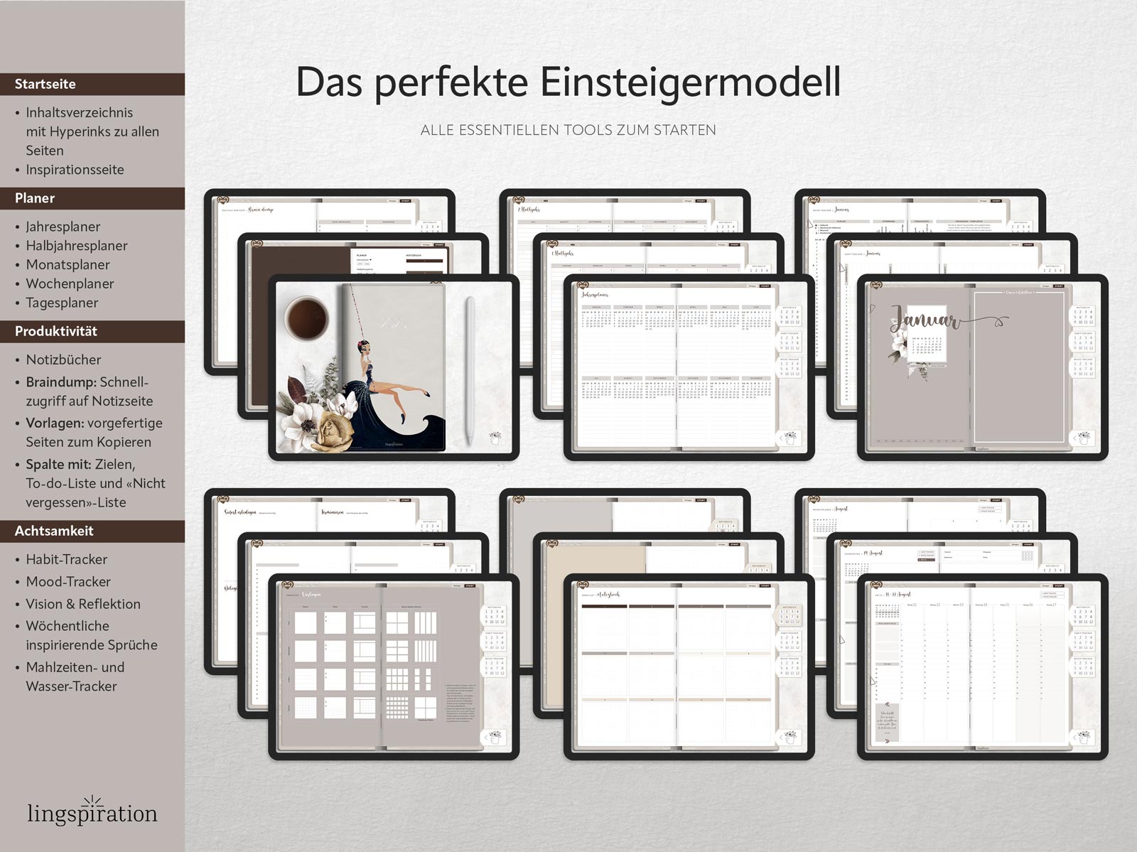 Digitaler Planer 2025 «Essentials» Mocca-Creme